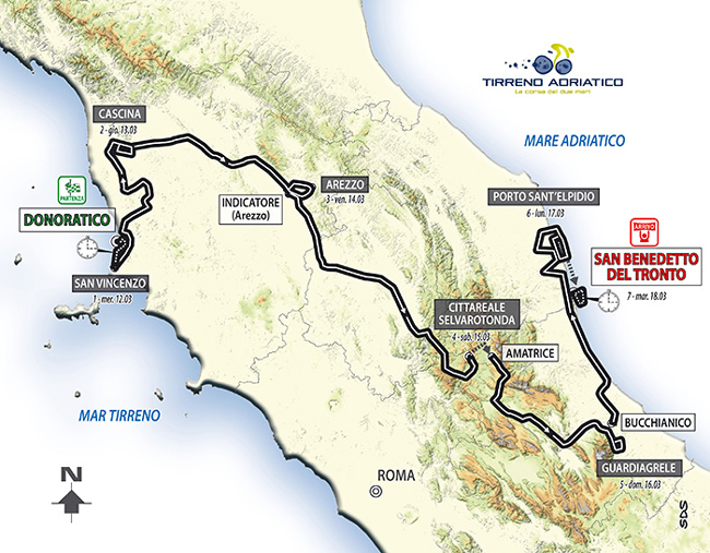 2014 Tirreno-Adriatico map